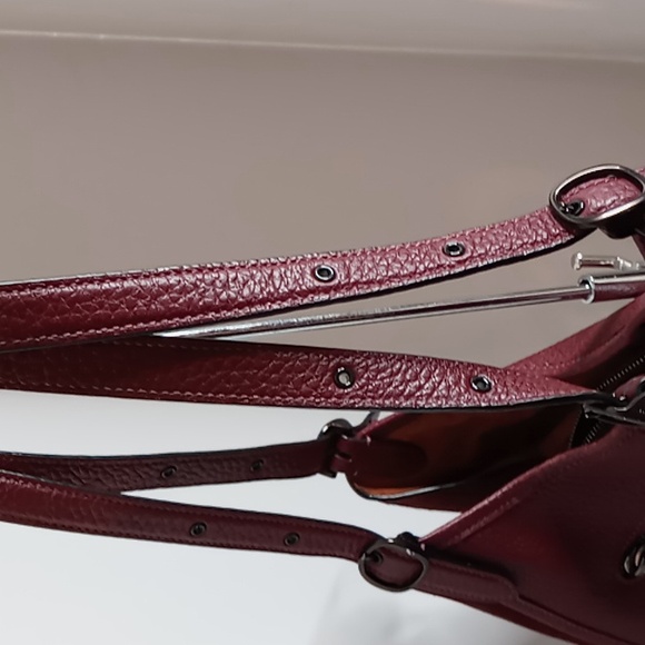 Coach- Lori- Pebble Leather & Suede Tote /Shoulder Bag - Burgundy - Picture 5 of 14